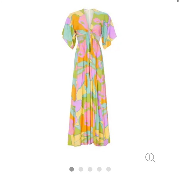 Show me your MuMu open front maxi dress M gorgeous print batwing sleeve unique - Picture 8 of 14